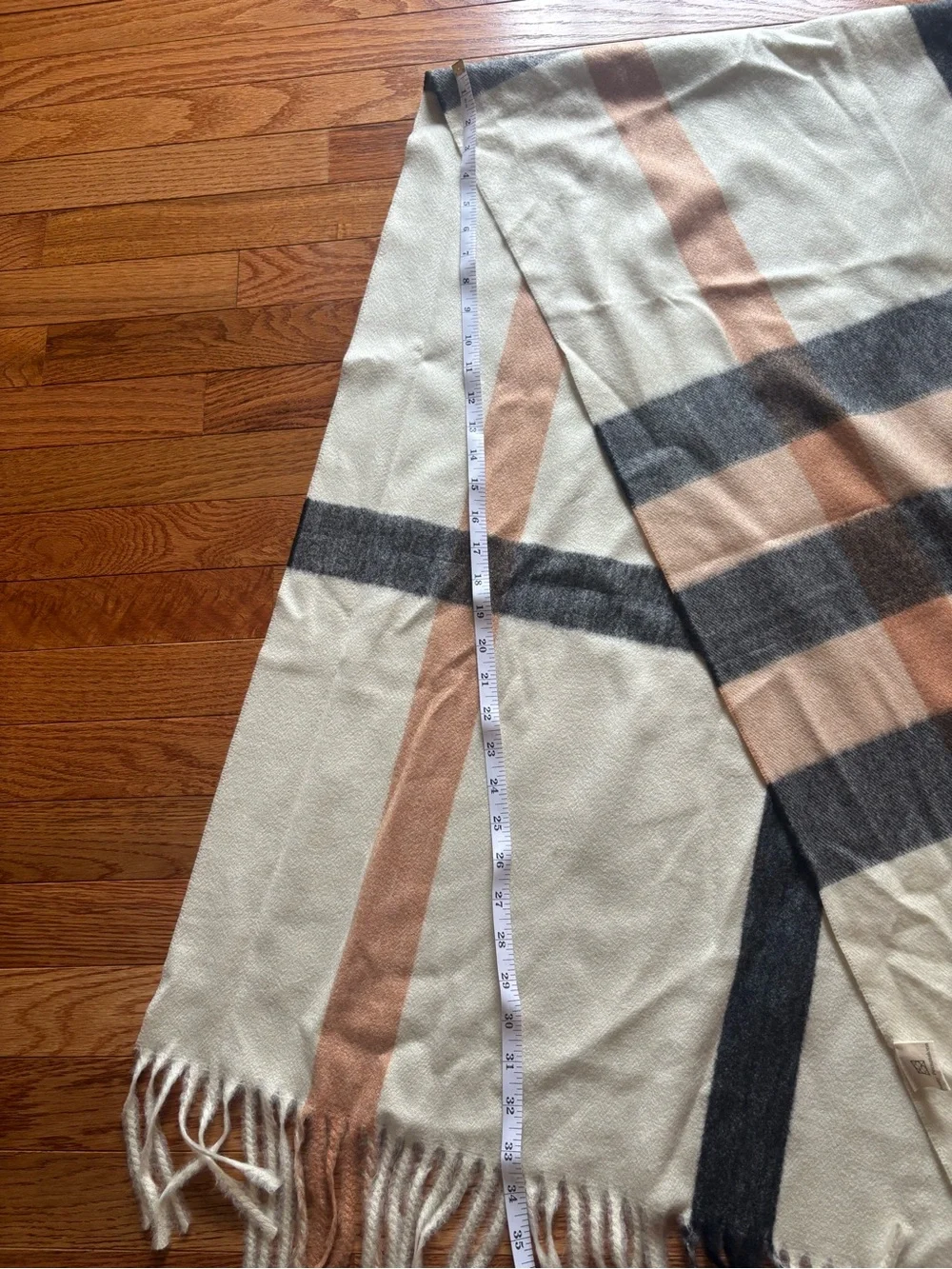 Cream Plaid Fringe Scarf - Women Accessories